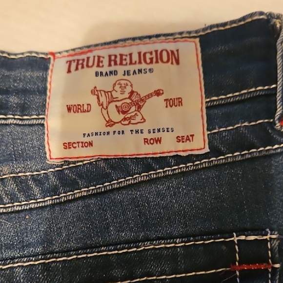 True Religion Mid Rise Dark Blue Straight Jeans - Picture 3 of 5